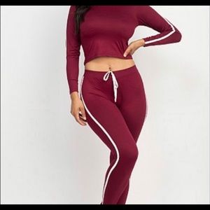 (M) One stripe crop top and leggings  Set